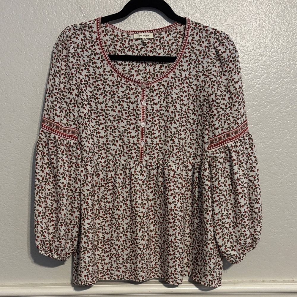Max Studio Cream Floral Blouse